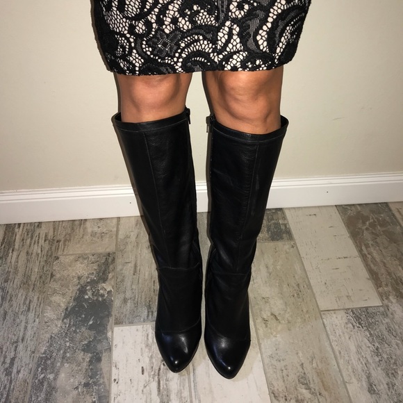 Buttery Soft Black Leather Knee High Boots - Picture 2 of 6